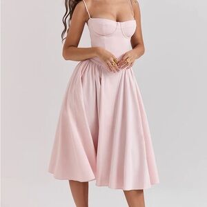 House Of CB Mademoiselle Bustier Stretch Satin Midi Dress